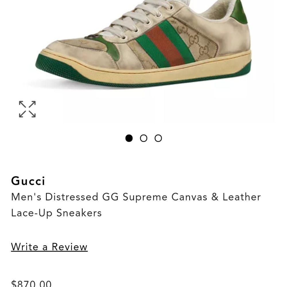 GUCCI Men's Distressed Leather Canvas Sneakers